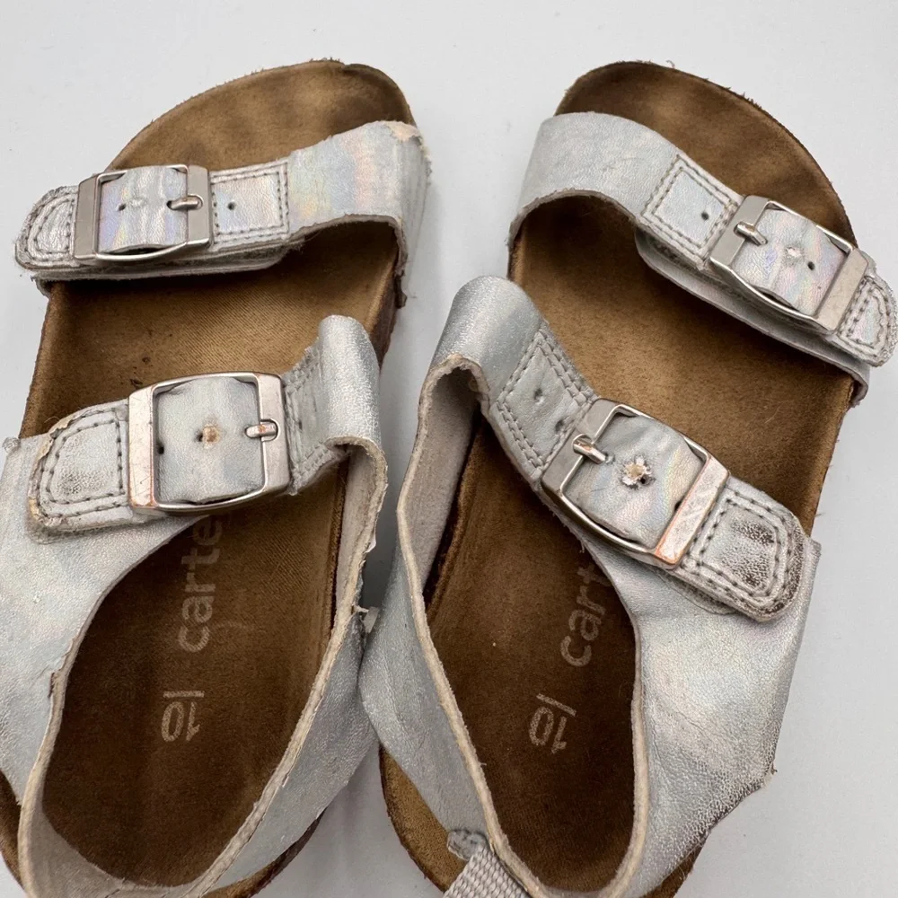 Carter's Girls Toddler Size 10 Kids Gladiator Sandals in Shimmering Silver